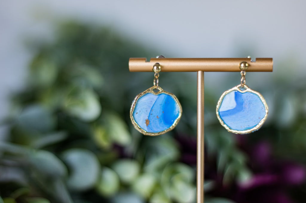 Gold Rimmed Blue Dangles